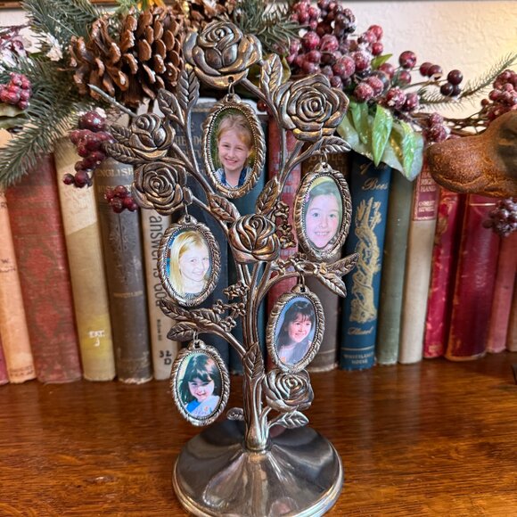 Vintage Silver Photo Tree with Roses - Picture 5 of 17